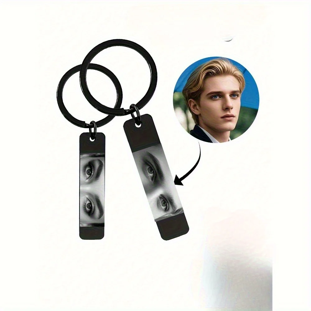 

Custom Laser Engraved Eyes Photo Keychain Stainless Steel Personalized Gift for Valentine'S Day Thanksgiving and Anniversaries