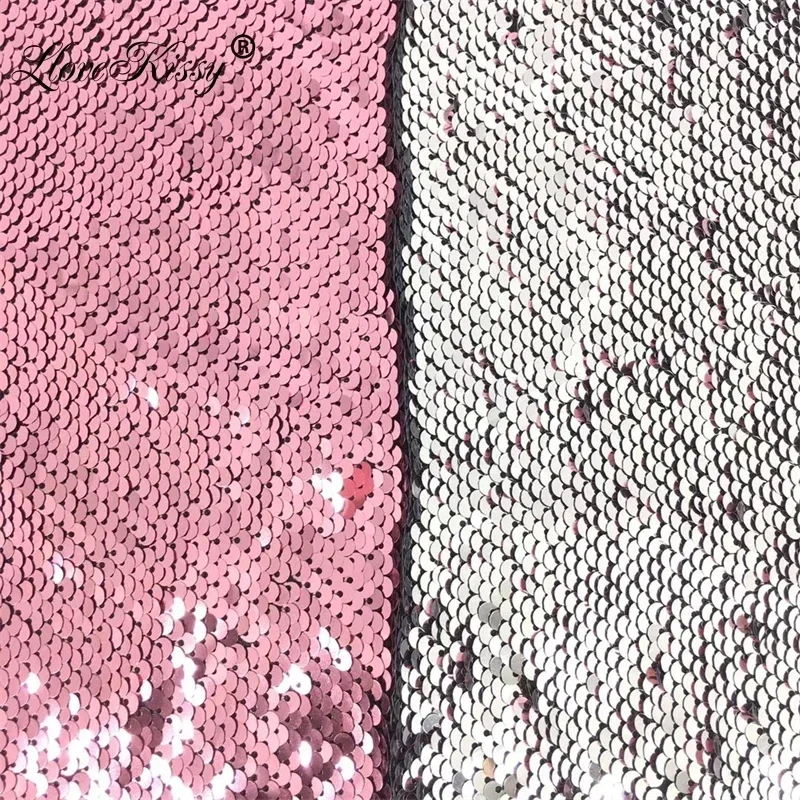 19 Colors 5MM Sequins Fabrics Satin Embroidery Flip Glitter Fabric  For Party Wedding Dress Background wall Wide:125CM