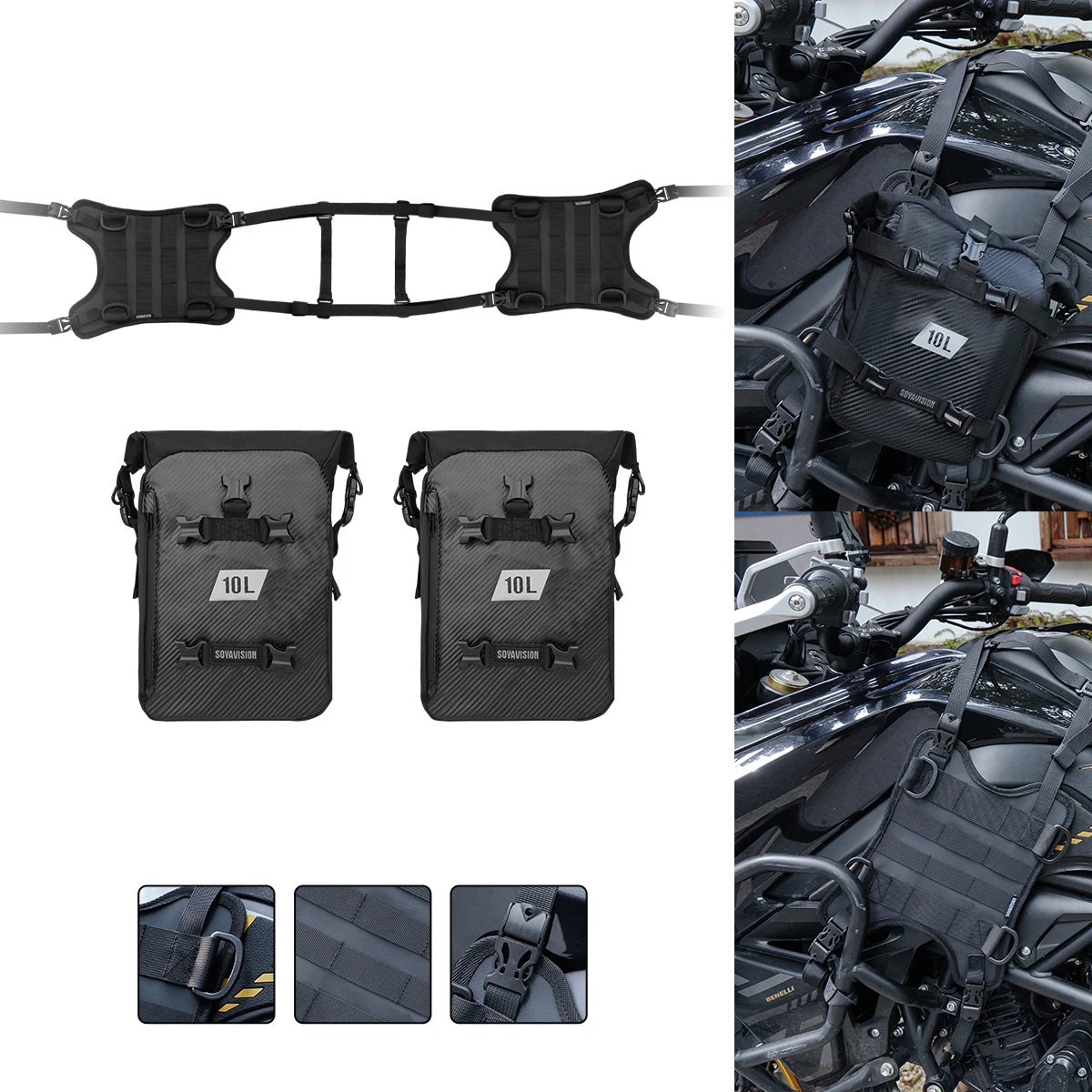 

Боковая подвесная система бака мотоцикла, боковая сумка для топливного бака двигателя, жилет с двигателем, монтажная база передней сумки