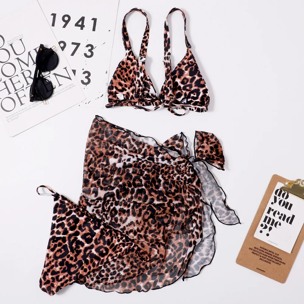 Traje de baño de Bikini de serpiente para mujer, Micro traje de baño triangular con espalda descubierta y cordones, traje de baño de 3 piezas, traje de playa brasileño