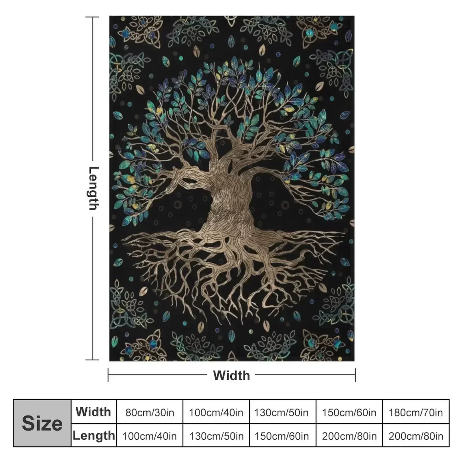 Tree of life -Yggdrasil Golden and Marble ornament Throw Blanket Sofa Throw Cute Plaid Furry Soft Plush Plaid Blankets