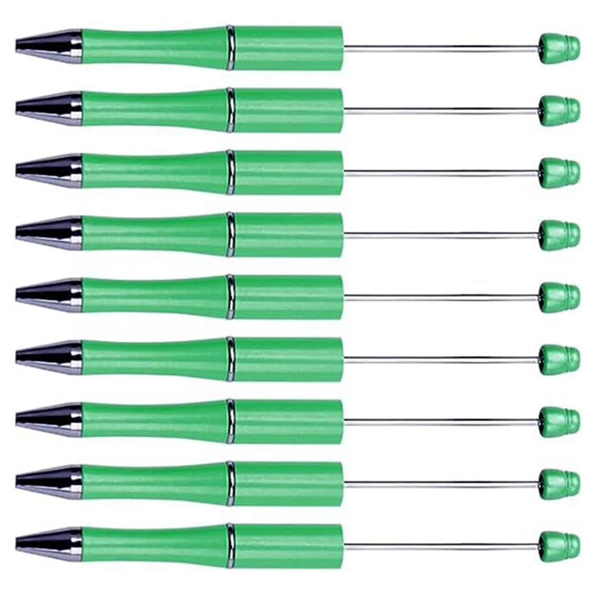 20Pcs DIY Beaded Pens Rotating Plastic Beaded Ballpoint Pen Shaft for DIY Pen Decoration Supplies Office School(Green)