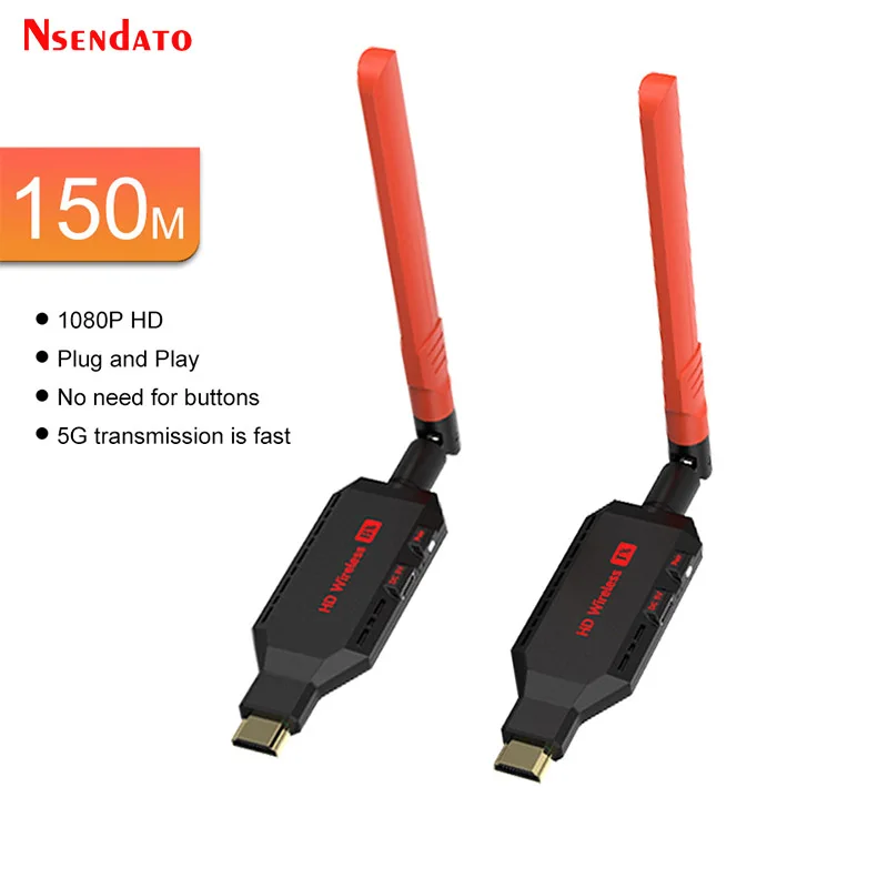 

1080P Wireless HDMI Video Audio Transmitter Receiver Extender 150M 100M 5.8G HDMI Wireless TV Stick Dongle For Monitor TV PC