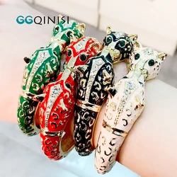 Unique Design Animal Style Statement Cuff Bracelets Bangles for Women Fashion Enamel Colorful Luxury Bracelet Bangle Jewelry