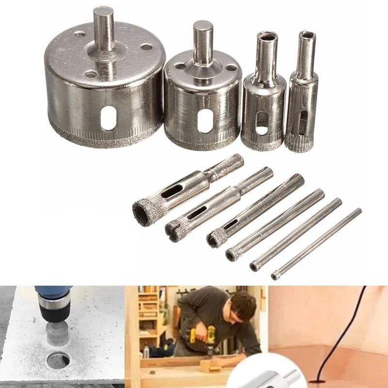 

Glass Hole Opener 10-piece Set 3-50 Tile Marble Glass Ceramic Hole Drill Bit Diamond Core Hole Saw Drill Bit Kit