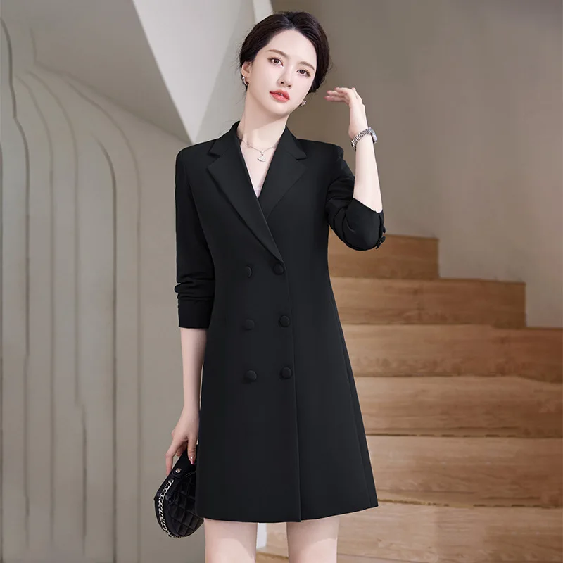 New High-End Design Double-Breasted Women's Casual Elegant Long Blazer Suit Professional Women's Wear