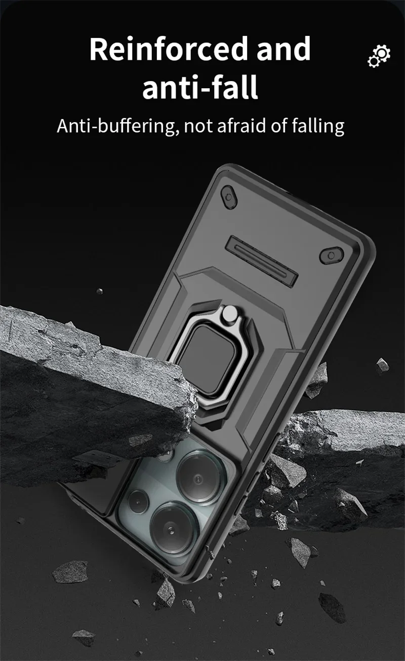 For Xiaomi Redmi Note 13 Pro 4G Case Armor Slide Camera Lens Protection Cover For Redmi Note13 Note 13Pro 4G Ring Stand Cases image 4