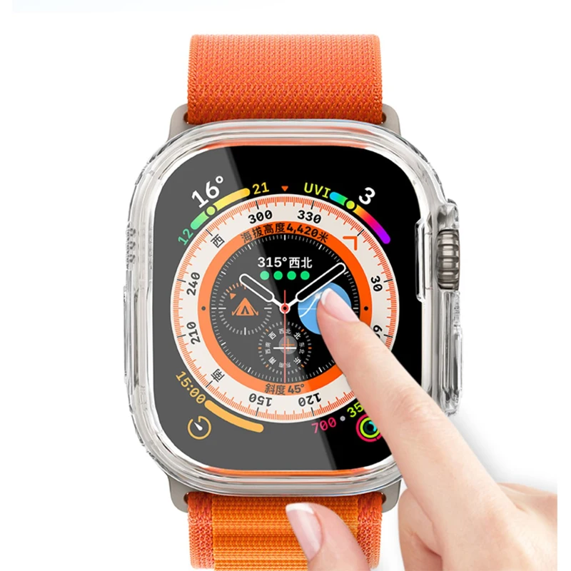 Funda transparente para Apple watch, Protector de pantalla de 45MM, 41MM, 49MM, 44MM, 40MM, 42MM, Series 3, 4, 5, 6, SE, 7, 8 Ultra