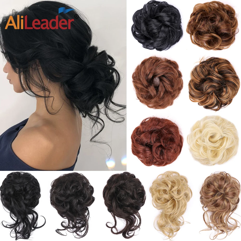 Synthetische Haar Brötchen Chaotisch Scrunchy Donut Wellig Chignon Elastic Scrunchie Haar Stück Braut Haarteil Einfach Brötchen Hochsteckfrisuren Frauen Mädchen