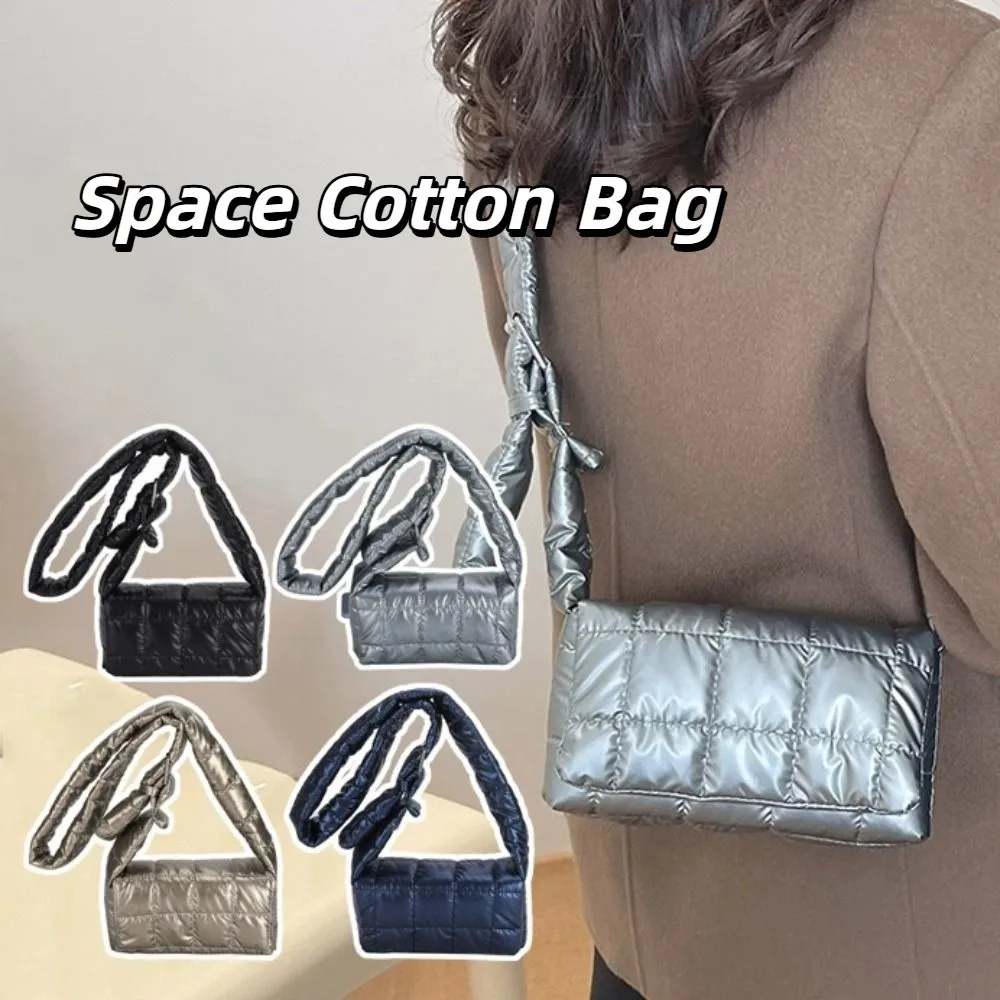 

Winter Korean Style Space Cotton Bag Waterproof Puffy Down Women's Shoulder Bag Quilted Lightweight Small Square Bag Female