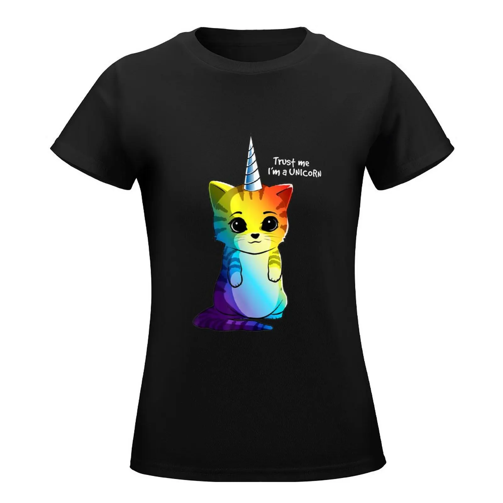 Caticorn T Shirt Unicorn Cat Kittycorn Girls Women Rainbow T-Shirt korean fashion new edition quick-drying t shirt dress Women