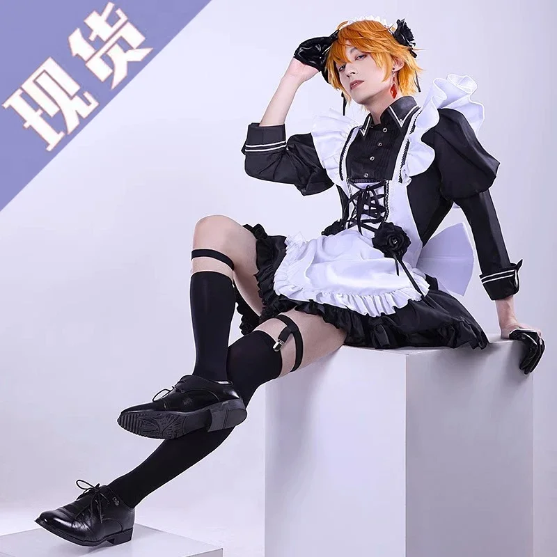 

Tartaglia Cosplay Costume Genshin Impact Maid Lolita Kimono Uniform for Halloween Christmas Party Masquerade Anime Shows