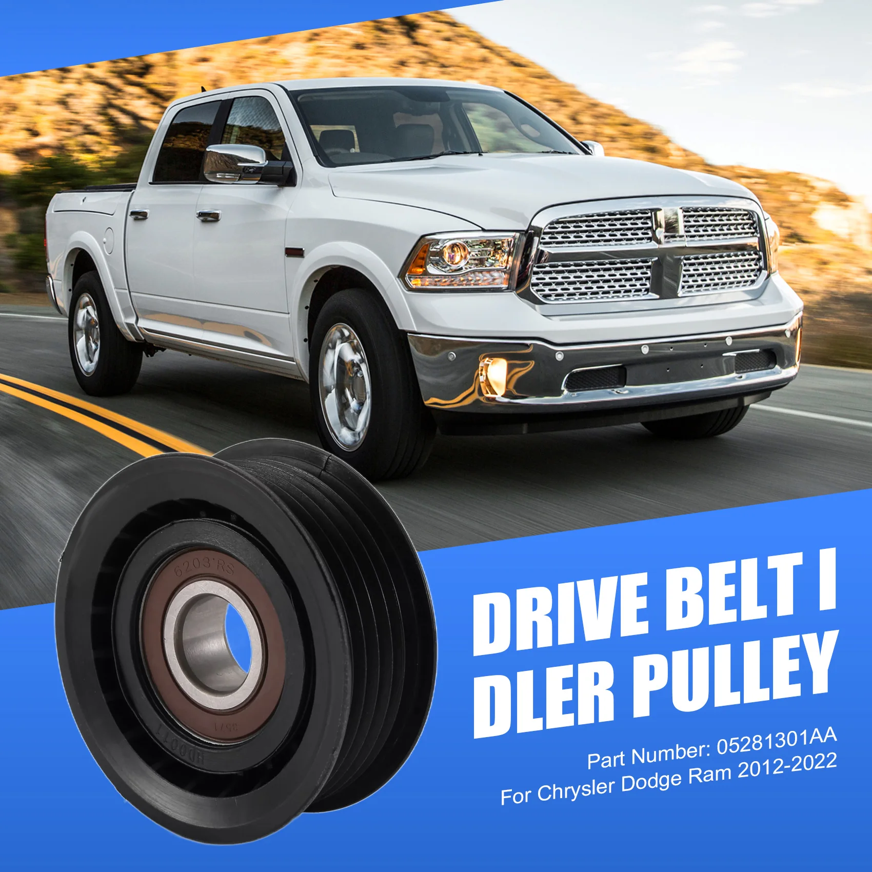 New Drive Belt Idler Pulley 05281301AA For Jeep Dodge Ram 2012-2022 view 4
