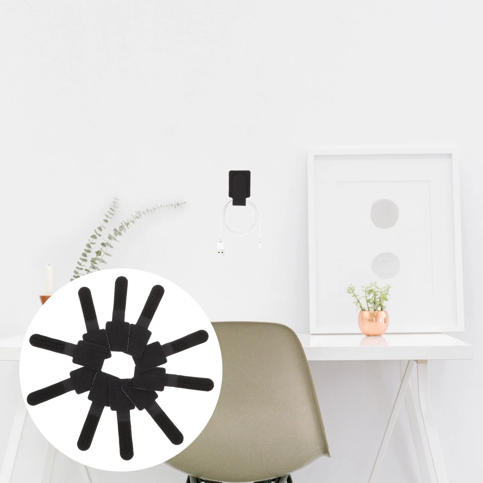 

40pcs Self Adhesive Cable Organizer Strip Strong Hold Reusable Cord Management Ties For Data Wires Home Office Use