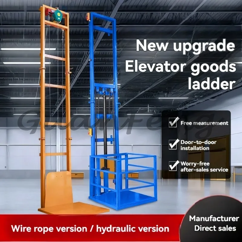 3M Lifting Height Electric Hydraulic Guide Rail Cargo Lift, 500KG/1000KG Small Warehouse Cargo Lift