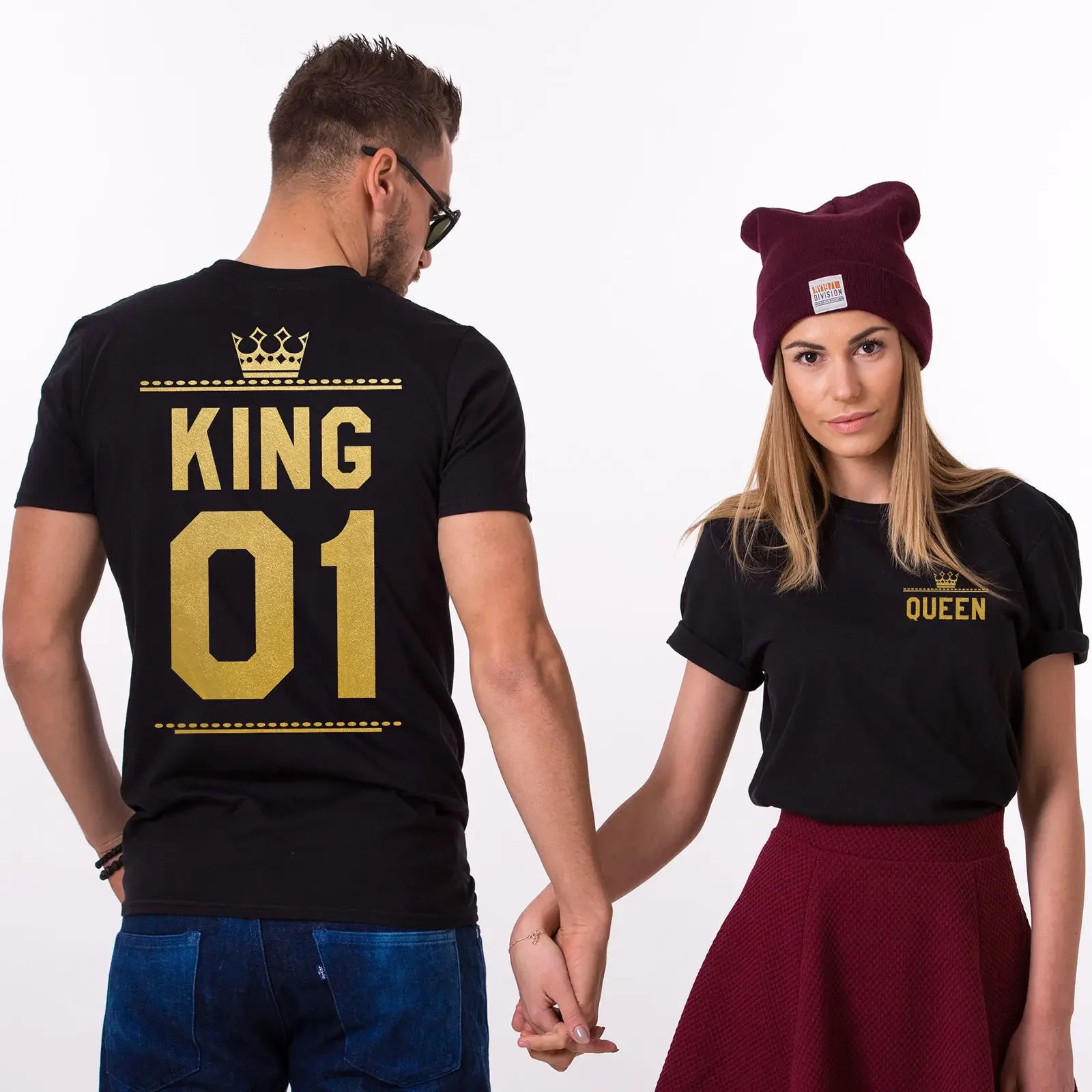 King Queen Couples T Shirt Crown Printing Couple Clothes Summer Women Man T-shirt Casual O-neck Loose Lovers Tee Shirt Tops