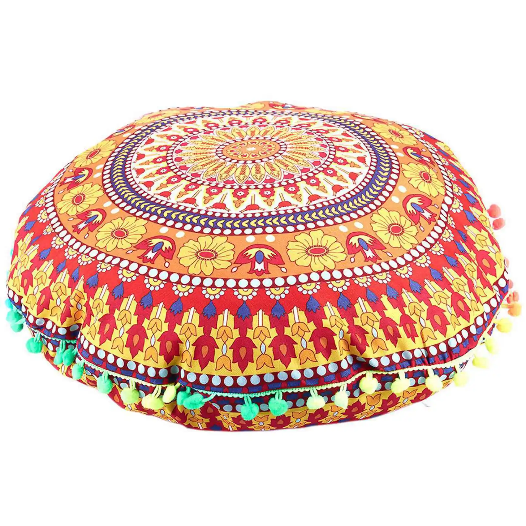 New Shown-2X Indian Mandala Floor Pillows Round Bohemian Cushion Cushions Pillows Cover Case 13