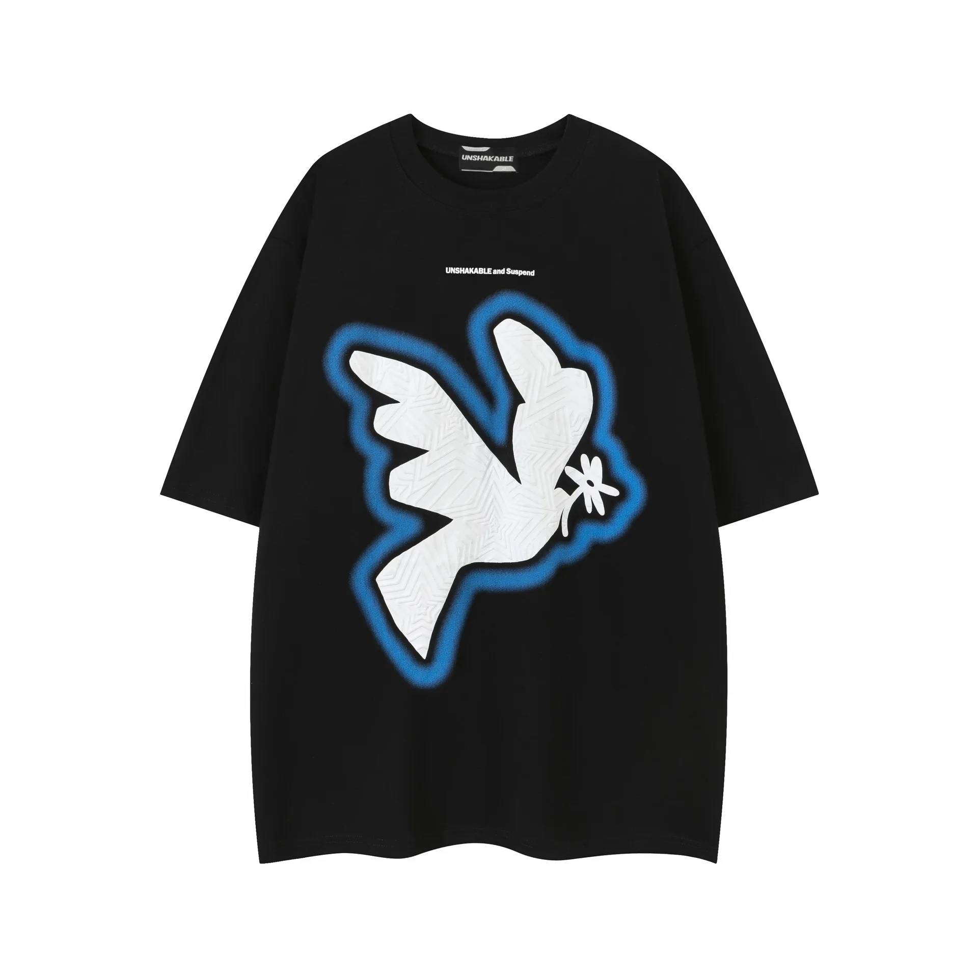 Hip Hop Streetwear Graphic T Shirts for Men Peace Dove Letters Print Casual Fashion Loose Cotton Oversized T Shirt Y2k Tops Tees