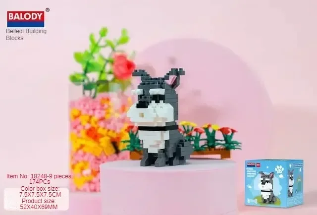 Kawaii Pet Building Blocks Doberman Shiba Inu Poodle Mike Dog Mini Bricks Cat Figure Husky Schnauzer Model Toys For Kids Gift