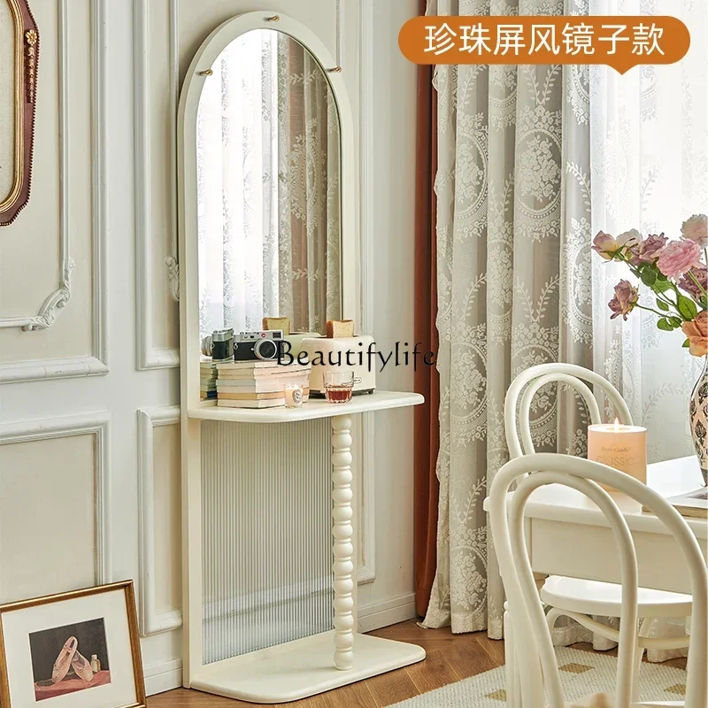 

NEW French Cream White Living Room Partition Screen Cabinet Changhong Glass Wall Shelf