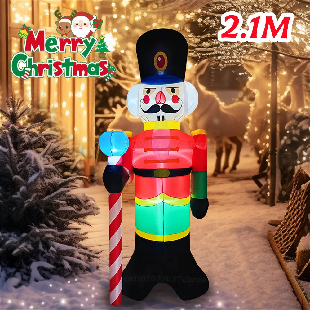 8FT/2.4M عيد الميلاد نفخ كسارة البندق الجندي ، المدمج في أضواء LED ، للداخلية في الهواء الطلق ساحة الحديقة ساحة هدايا عيد الميلاد الديكور