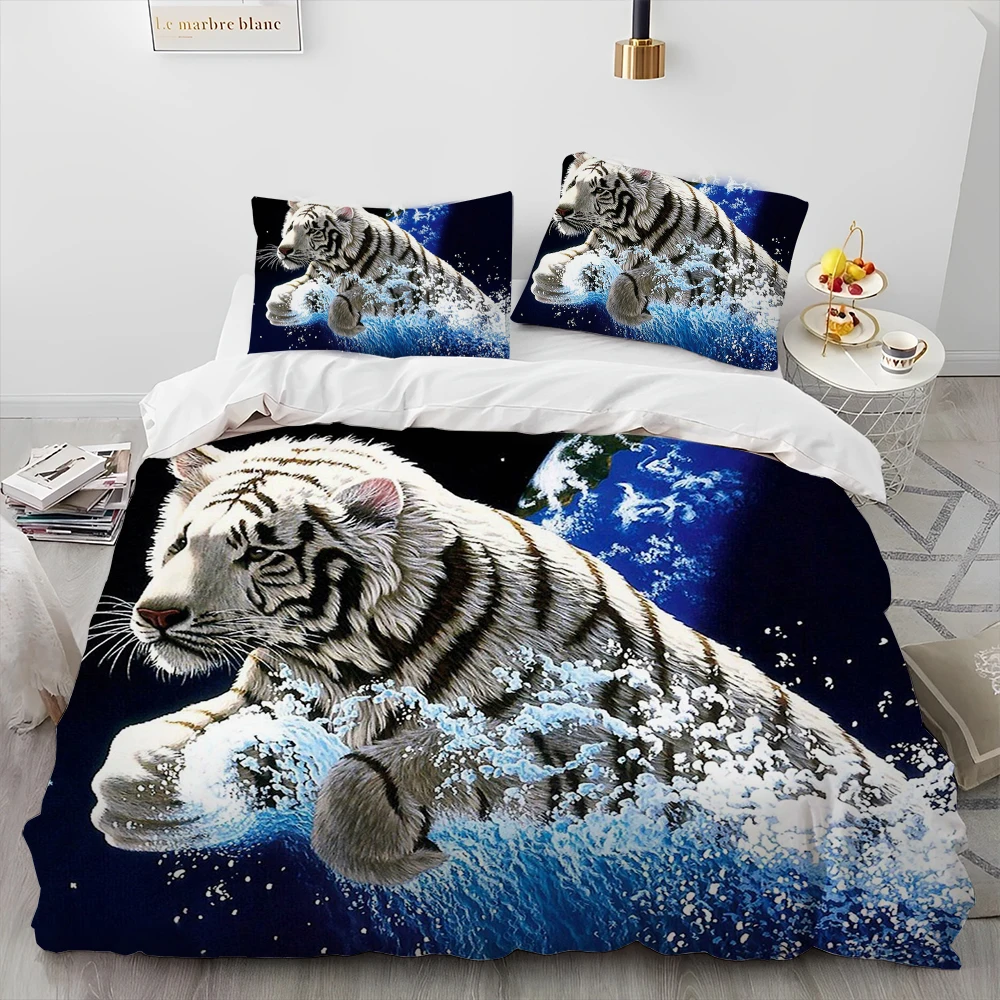 Imagem -02 - Animal Bedding Grupo Tigre Leopardo Lobo Luxo Comforter Capa de Edredão Bed Grupo Quilt Cover Fronha King And Queen Size 3d