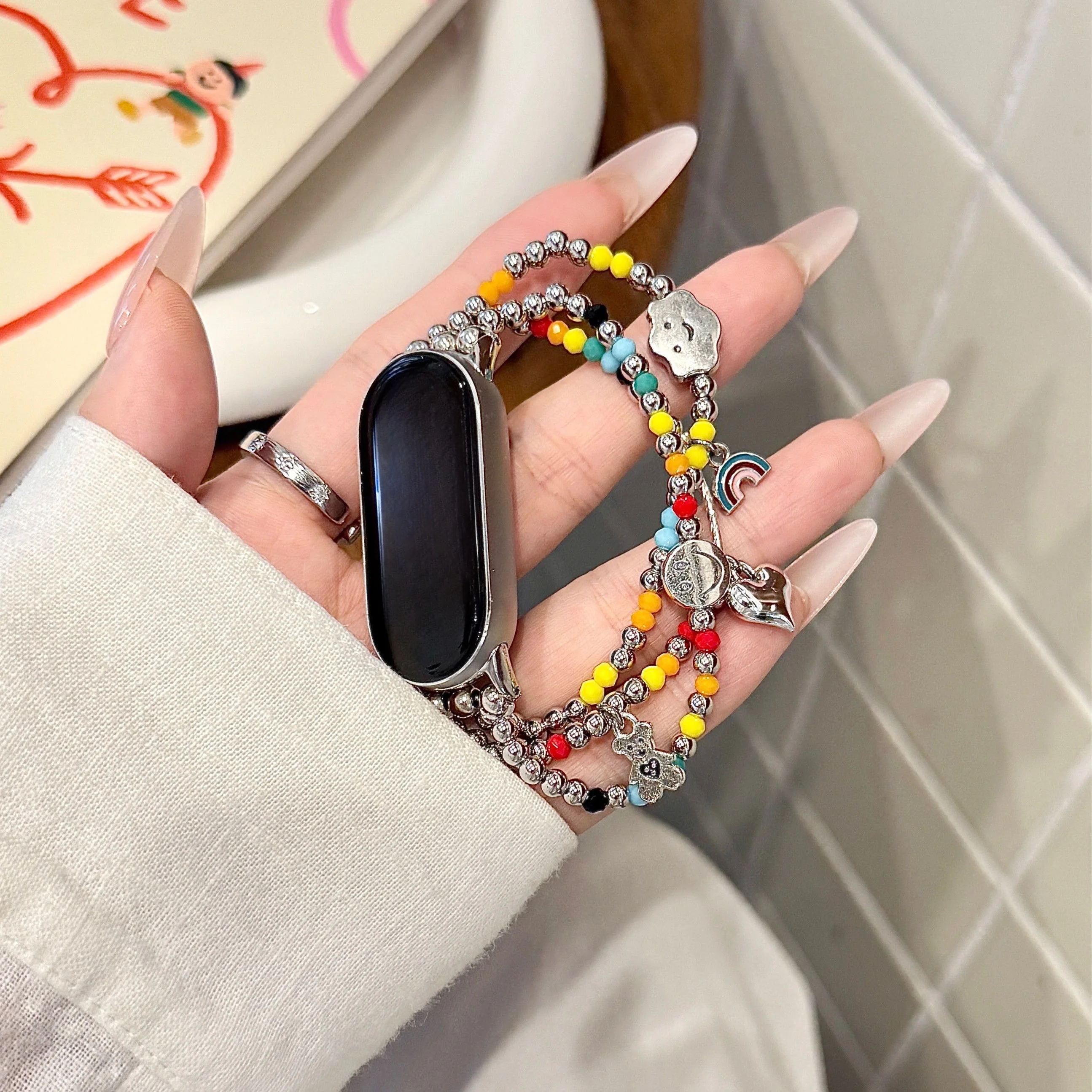 

Rainbow candy bead strap suitable Xiaomi Band 8Pro/9Pro，For Mi band 3/4/5/6/7，8/8NFC/9/9NFC/10/10NFC，For Redmi Watch5/4/6