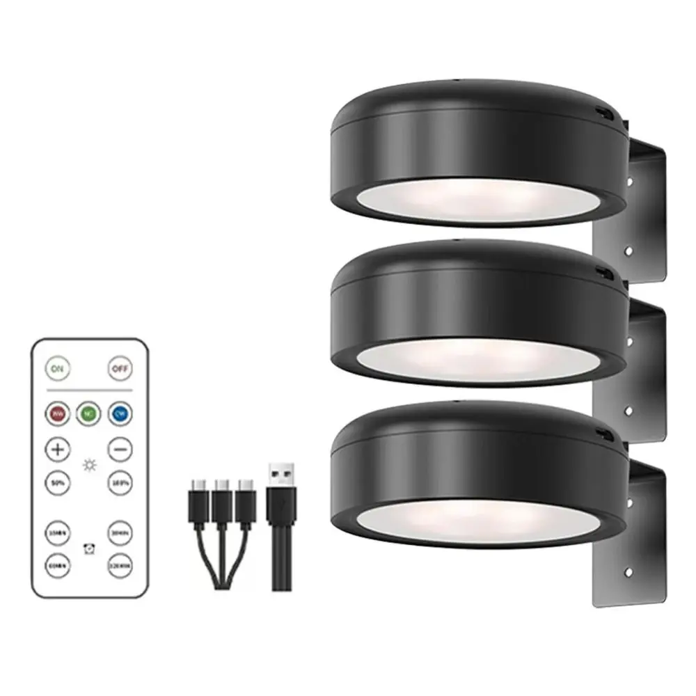 

1/2/3Pcs Wall Mounted Magnetic LED Light No-Drill Dimmable LED Wall Lamp with Control Remote Rechargeable Art Display Light