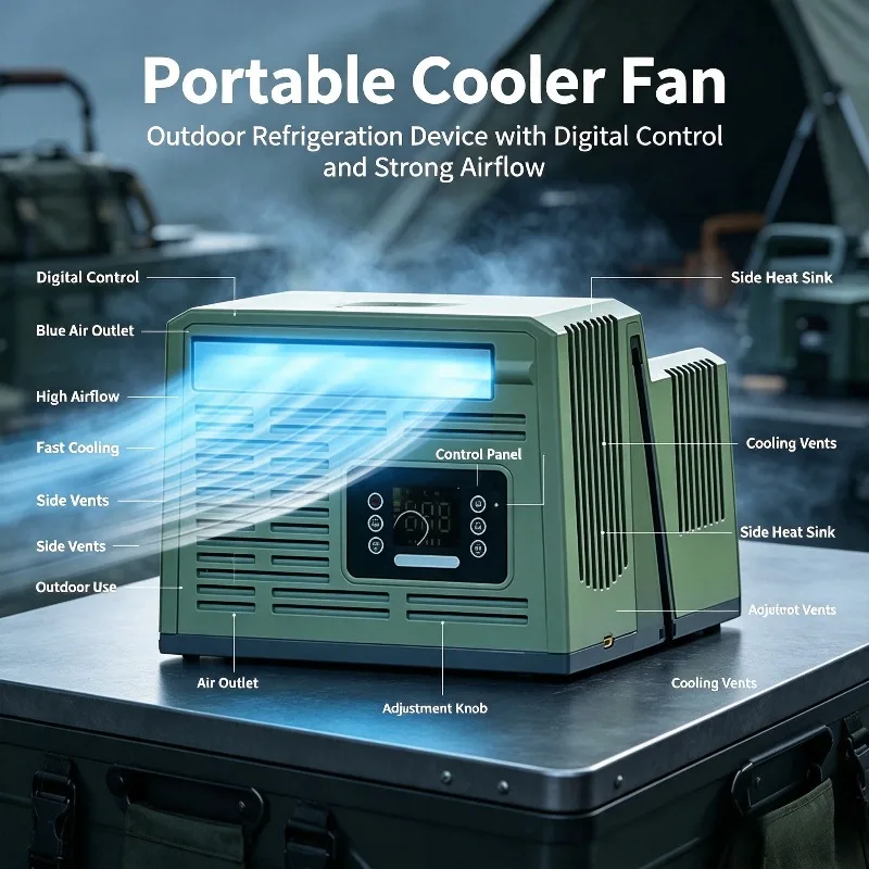 Portable Mobile Air Conditioner Window Mount Car Parking Cooling Unit For Outdoor RV Camper Van Travel Summer Use