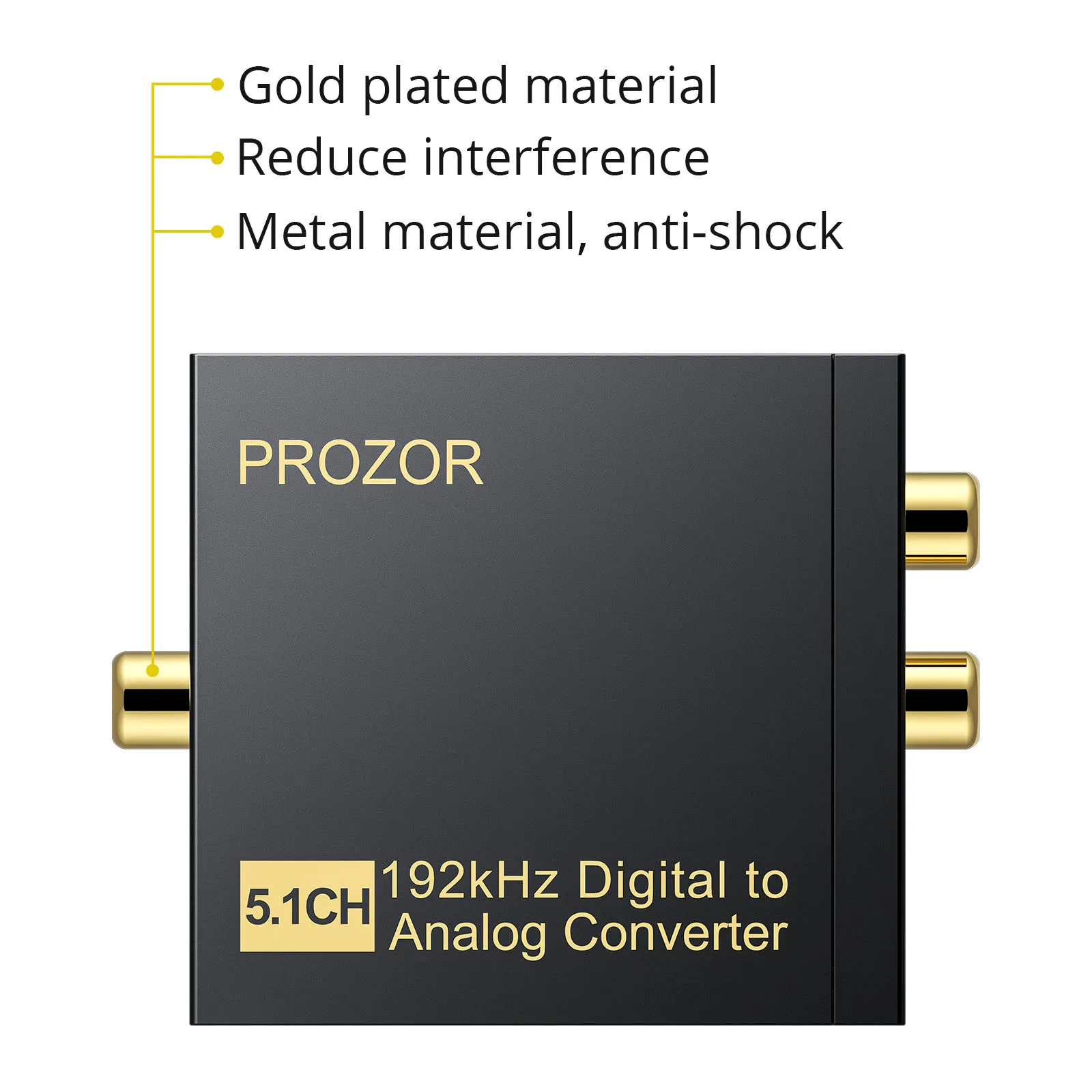PROZOR-Convertidor de Audio DAC 192kHz Digital a analógico, adaptador de Audio Coaxial SPDIF Toslink a estéreo analógico, RCA, Jack de 3,5mm