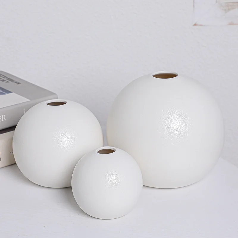 Ceramic Vase Black White Round Ball Flower Arranger Table Top Hydroponic Container Living Room Office Bookcase Flower Vase New