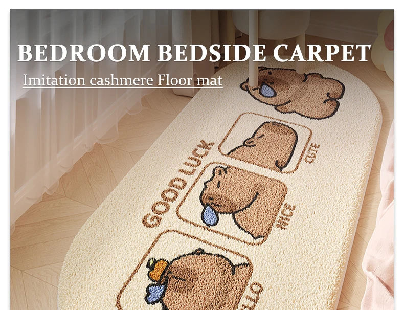 Bedroom Carpet Room Soft Fluffy Bedside Rug Cute Cartoon Capibara Rugs Long Home Decor Non-slip Floor Mat Alfombra De Dormitorio