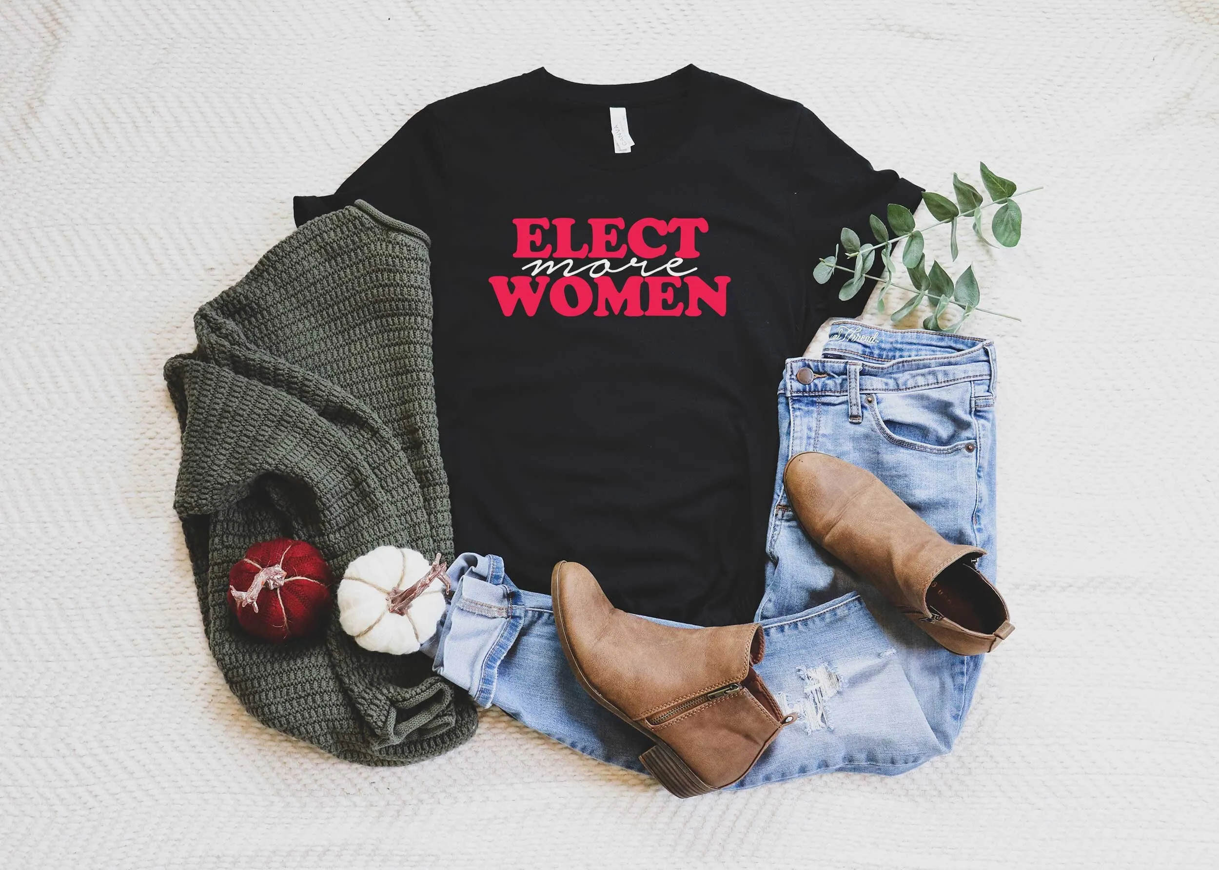 Elect More Women FeminisT T Shirt Tops and Girl Power Political Vote Election