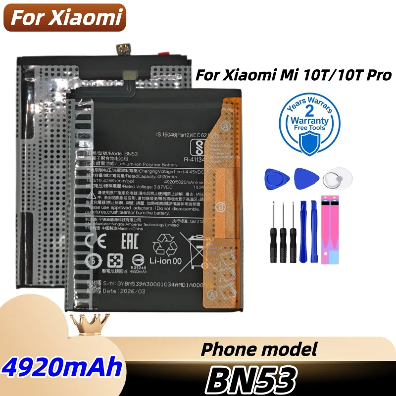 5020mAh BN53 Battery For Xiaomi Redmi Note 10 Pro Global / Note 9 Pro Global Replacement Batteries Fast Shipping + Free Tools
