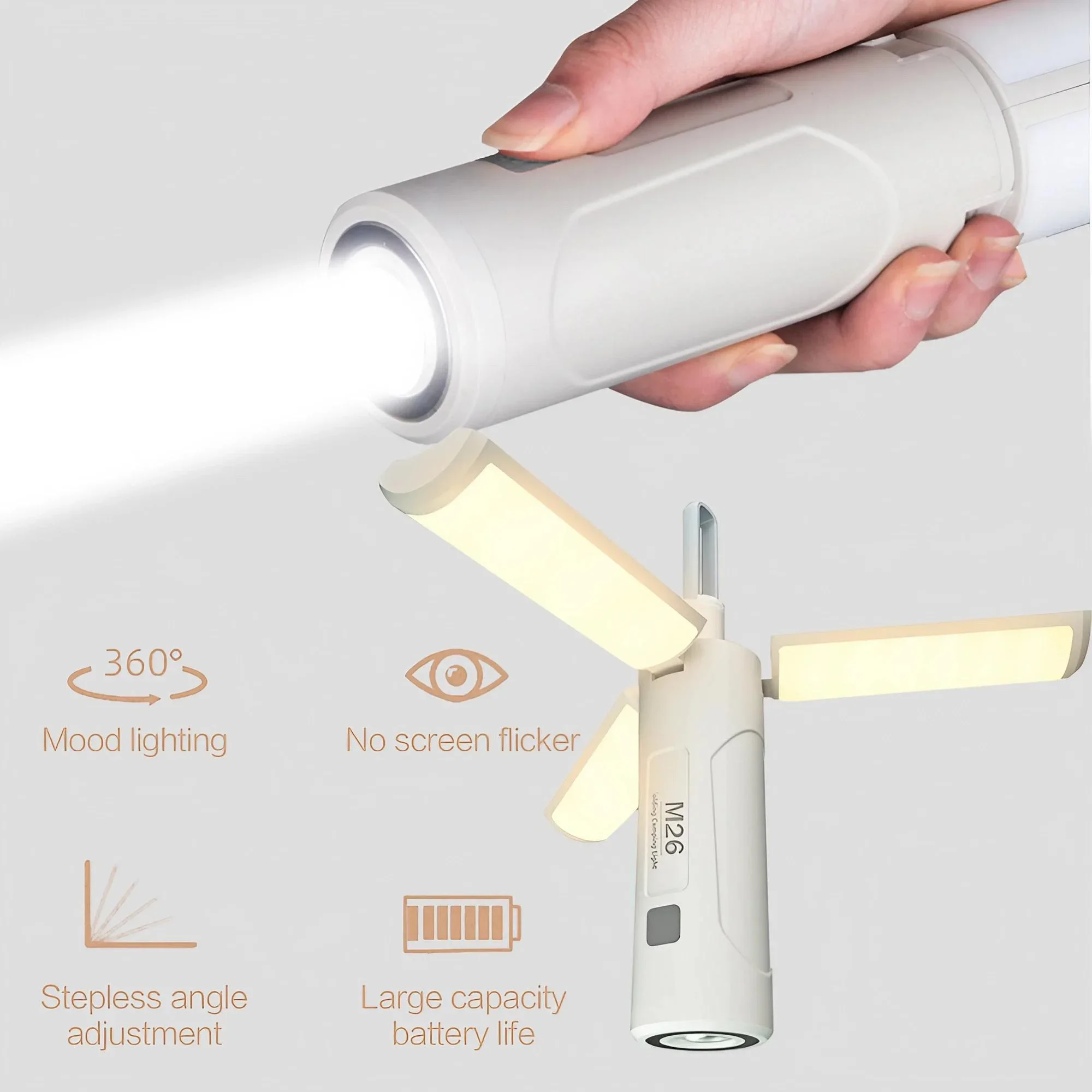 Versatile Outdoor LED Folding Flashlight, USB Magnetic Camping Light and Work Light with Phone Charger Function, 2-in-1 for Repairs, Camping, Hiking and Emergencies, Great Gift for Campers, Hikers, DIYers and Handymen