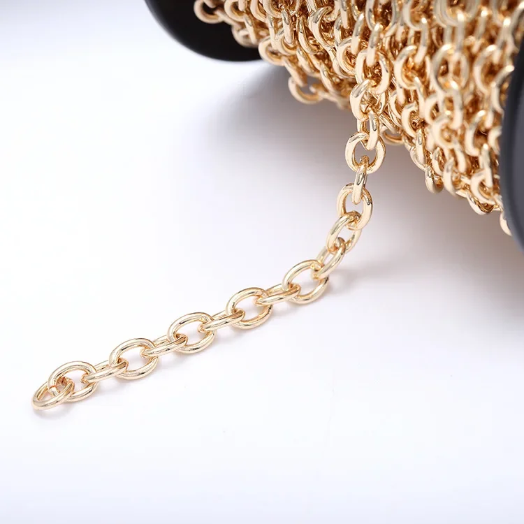 1 Meter 14K Gold Color Plated Brass Jewelry Making Supplies O Chain DIY Necklace Earrings Bracelets Chain Spool
