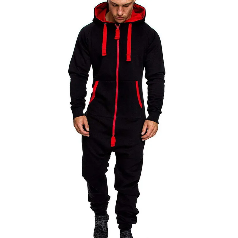 2022 Men\'s  Jumpsuit Hooded Plush Jumpsuit Home Clothing Camouflage Printing Personalized Leisure Suit