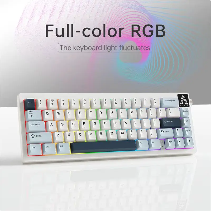 

New Ajazz Ak650 Wired Mode Mechanical Keyboard 66-Key Layout Full-Key Hot Plug Rgb Lamp Effect Esports Office Surprise Gift