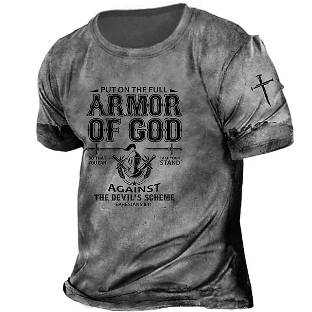 Men's Unisex Templar Cross Letter Graphic Print T Shirt Vintage T Shirt Short Sleeve T Shirt Crew Neck Shirt Retro Sports Tops