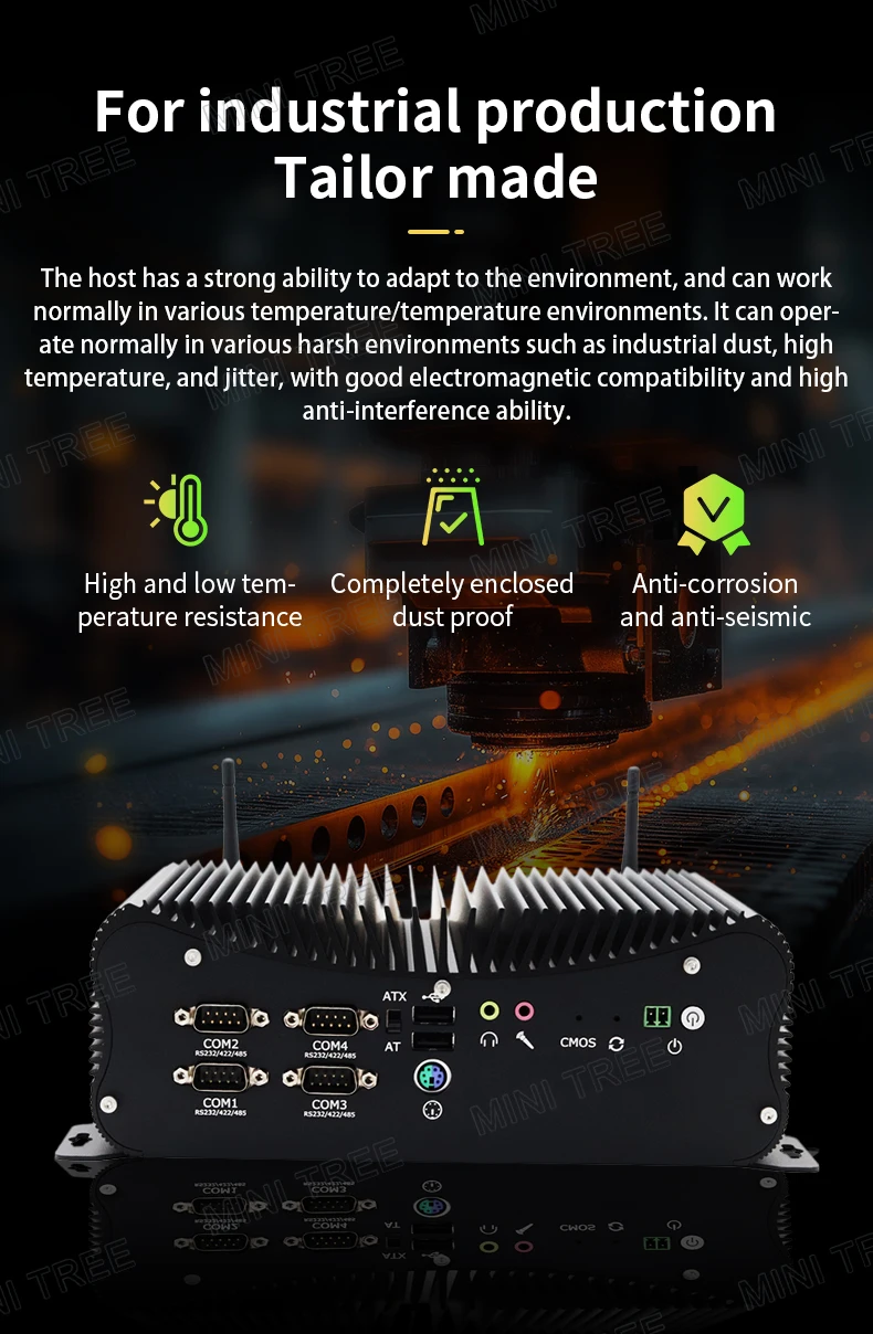 คอมพิวเตอร์อุตสาหกรรมรุ่นที่ 13 แบบ 6-COM ซีพียู Core I7 1370P I5 1335U พร้อมพอร์ต HD VGA GPIO แลนคู่ 2.5G แบบไร้พัดลม สำหรับธุรกิจทางการแพทย์และเครื่อง CNC