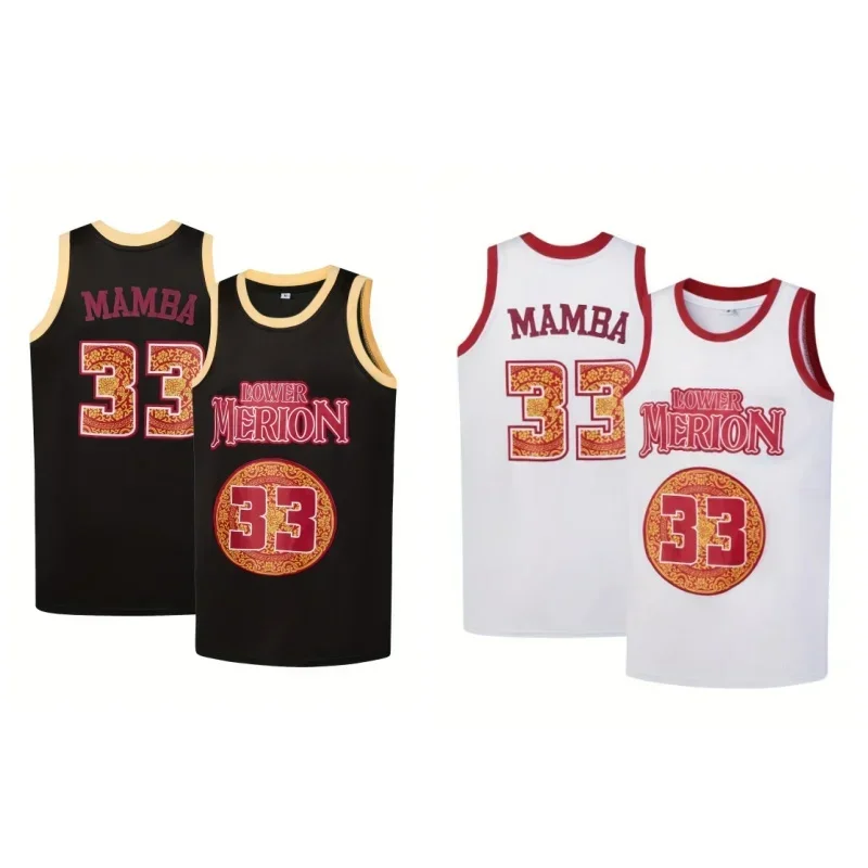 Breathable #33 Mamba Mens Basketball Jersey, Round Neck Sleeveless Retro High School Training Competition Sport Men Clothing