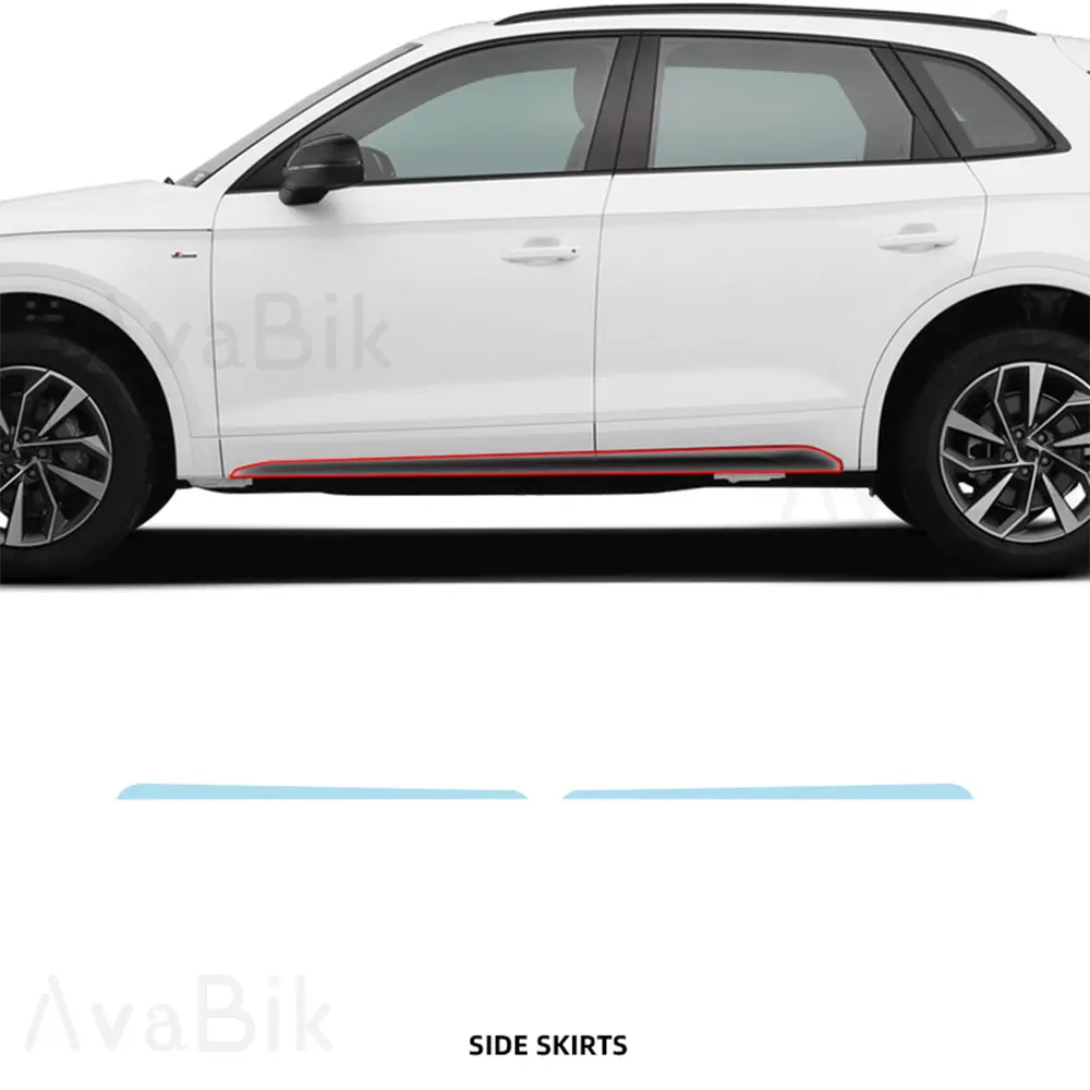 

Для Audi Q5 2019-2024 автомобильная защитная пленка для нижней юбки, ТПУ, PPF, резка, предварительно вырезанная автомобильная центральная стойка, защитная пленка для фар