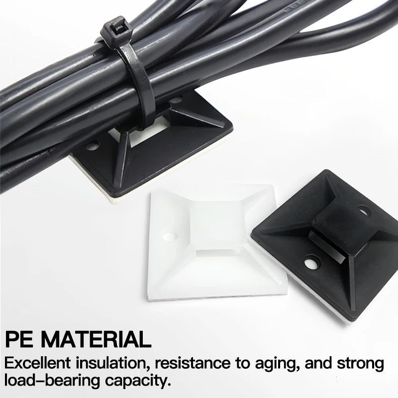 250/500/1000pcs Zip Tie Mounts Durable Clip Clamp Wall Holder Base Adhesive Backed Cable Ties Mount Holder Cable Wire