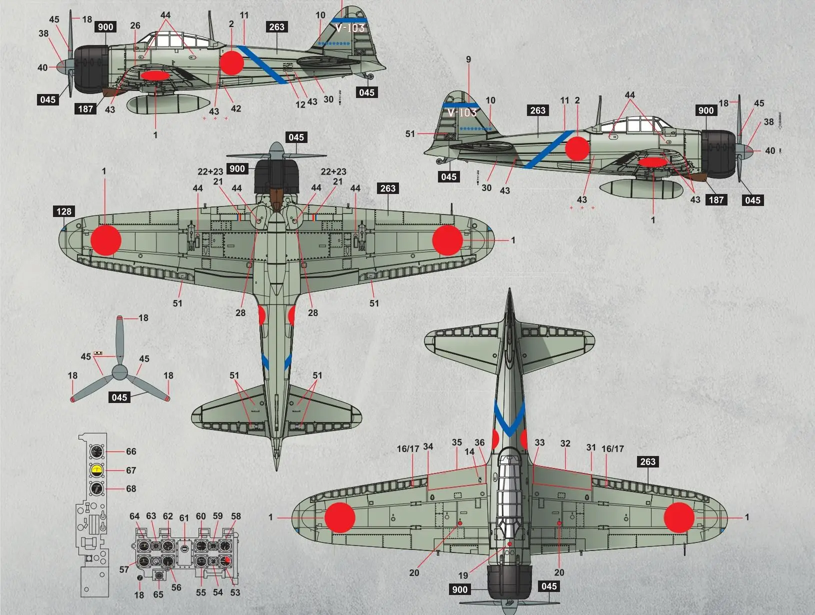 Border BF-006 1/35 Scale A6M2 ZERO FIGHTER W/INTERIOR OF THE ENGINE AND WEAPONS