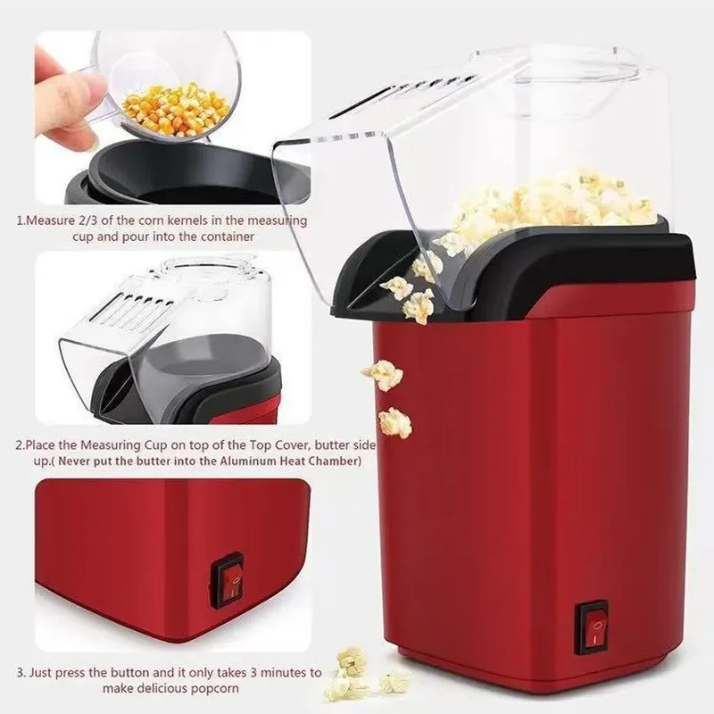 for New Household Electric Popcorn Machine Mini Corn Popping Maker Hot Air Blown Popper for Home Use