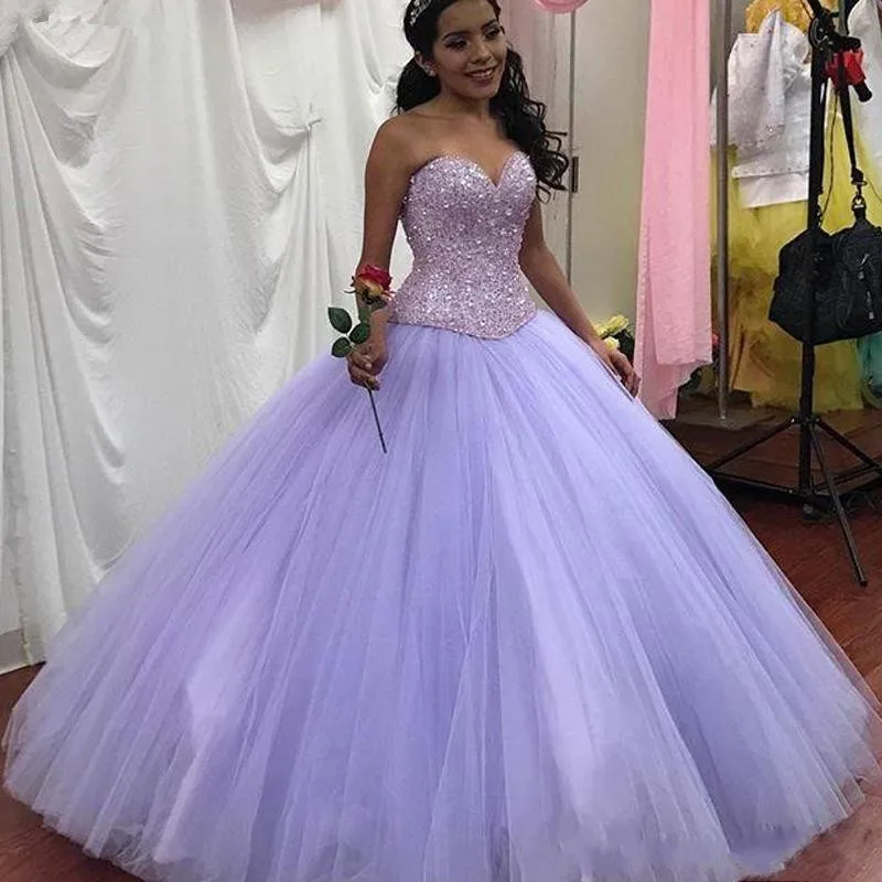 

Angelsbridep Ball Gown Quinceanera Dresses Luxury Crystals Beads Sequins Vestido De 15 Anos Sweetheart 16 Year Prom Robe De Bal