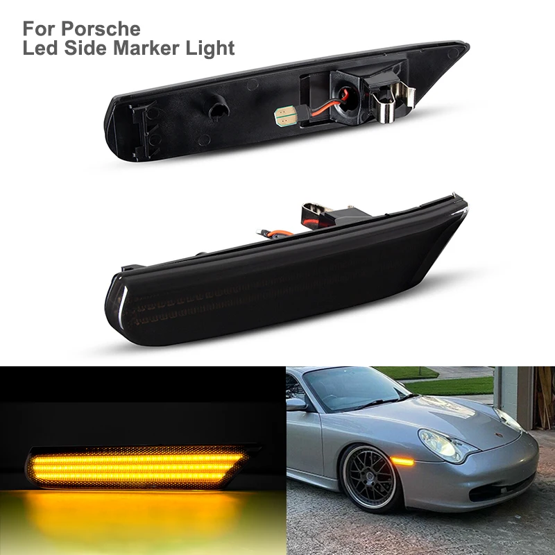 LED Car Side Marker Sequential Turn Signal Blinker Light For Porsche 911 Boxster Typ 996 986 Carrera GT3 GT2 Dynamic Amber