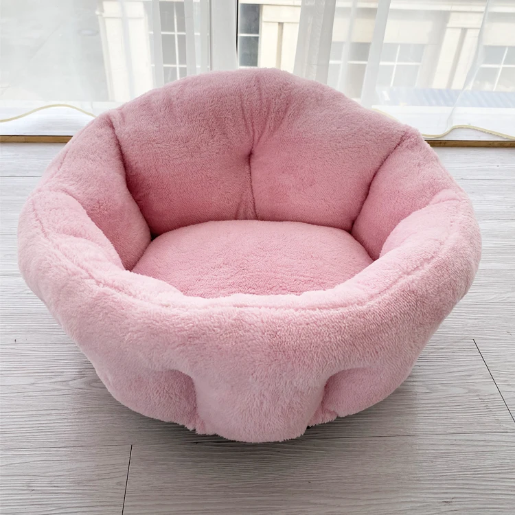 Pink princess bed teddy Bomei pet sofa dog kennel winter super soft warm small dog all-season universal cat kennel