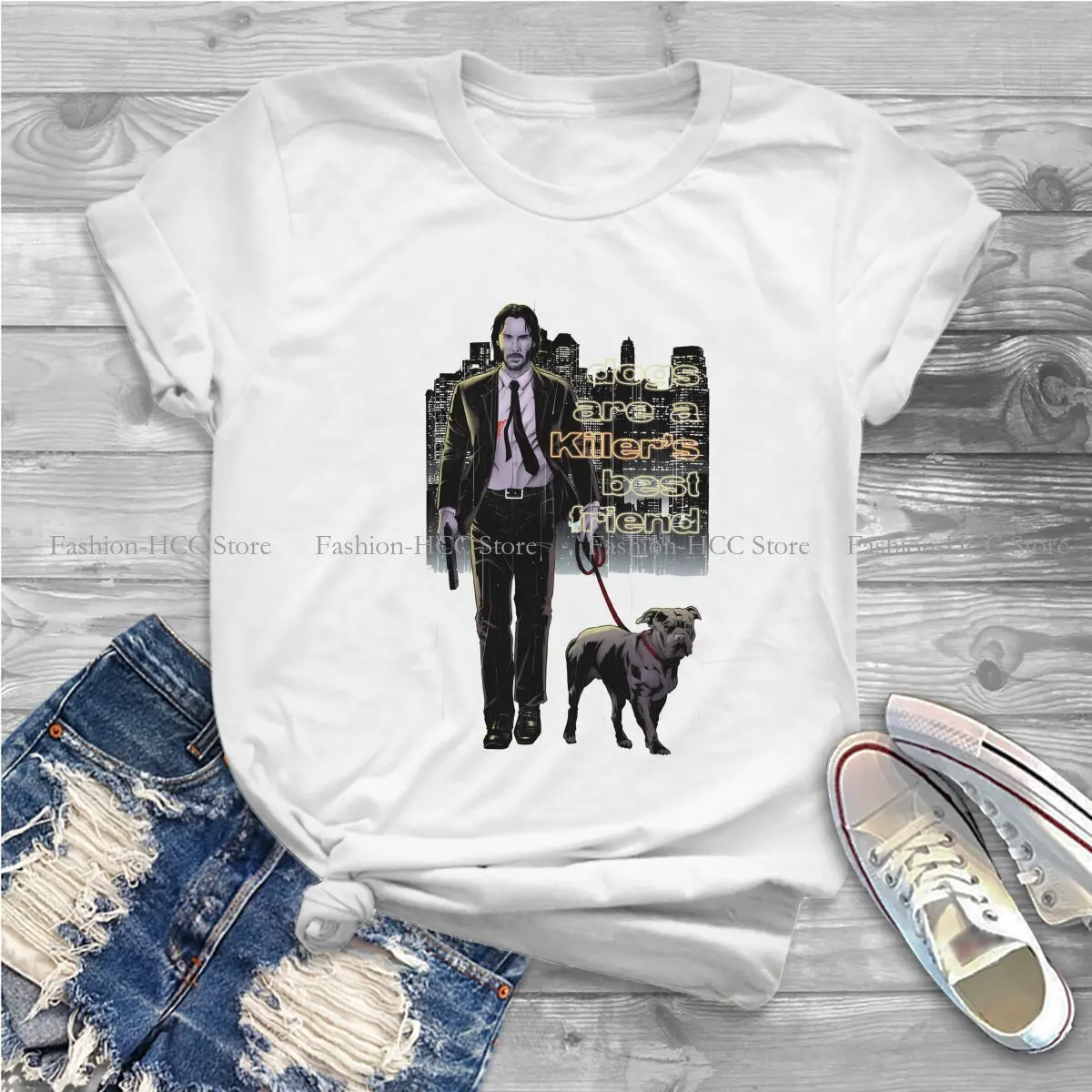 Man Classic Unique Polyester TShirt John Wick Movie Top Quality Hip Hop Gift Clothes T Shirt Stuff