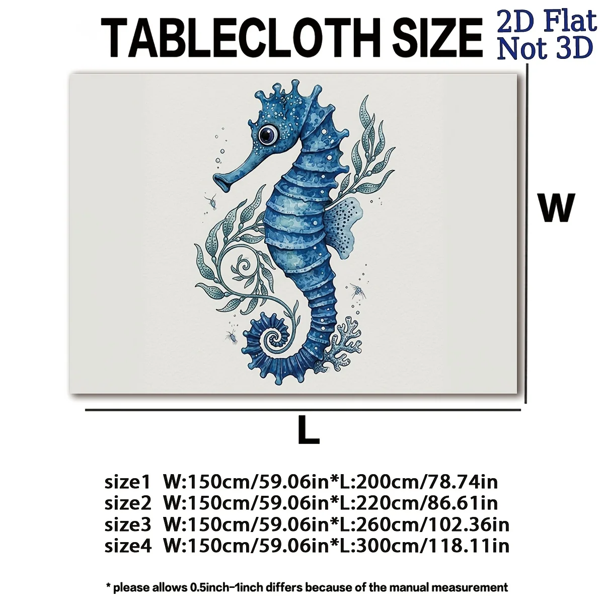 Blue Mermaid Seascape Waterproof Tablecloth Cover for Dining Room Picnic Outdoor Patio Decor